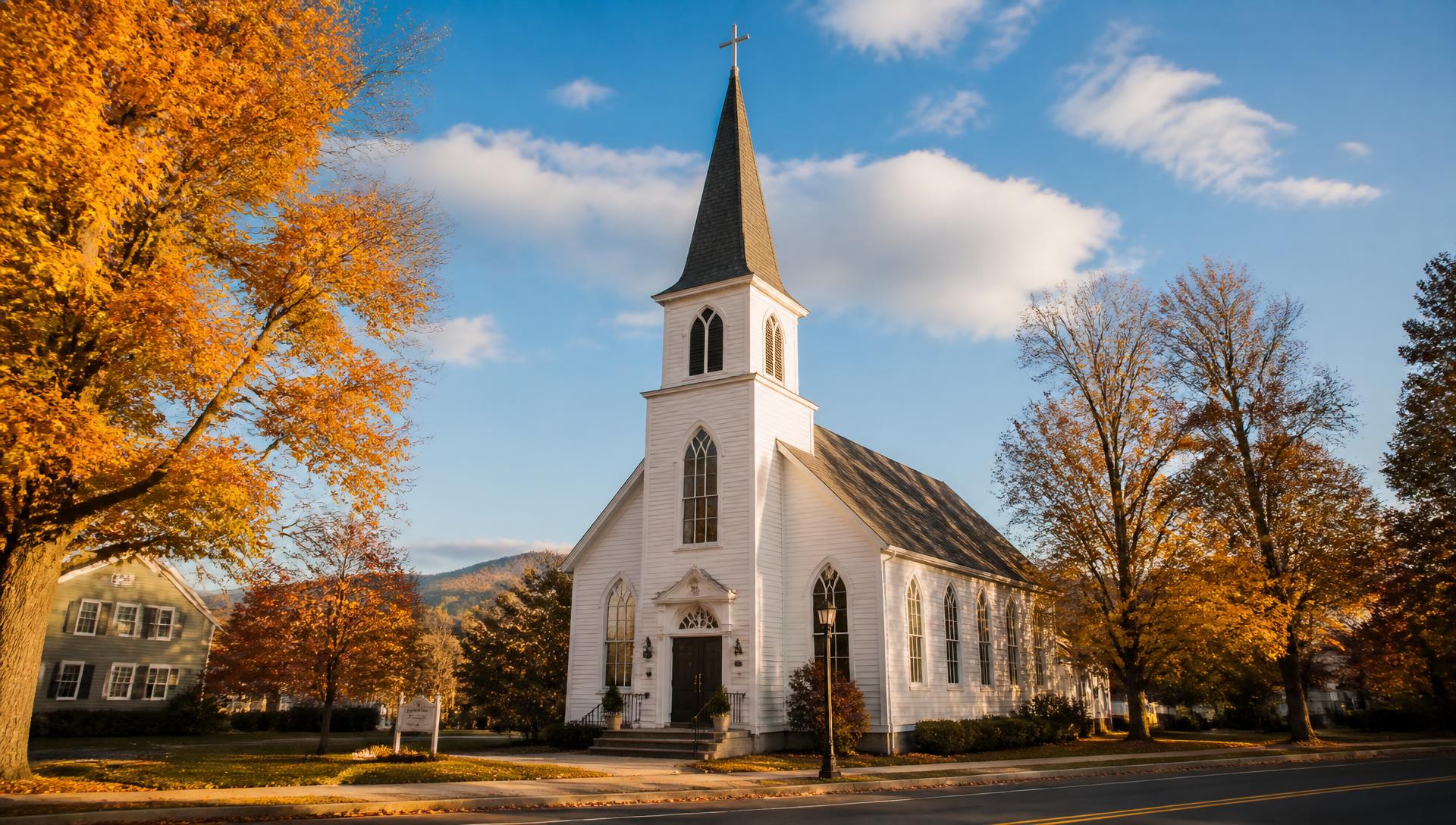 Fort Ann United Protestant Church on an autumn afternoon